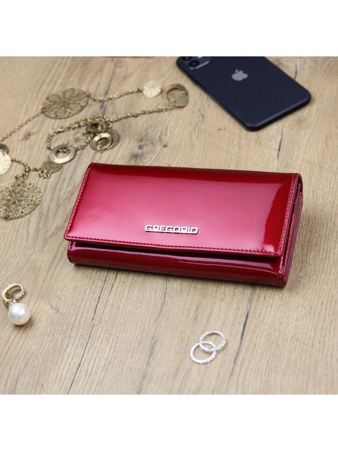 Elegantní dámská kožená peněženka Druk červená