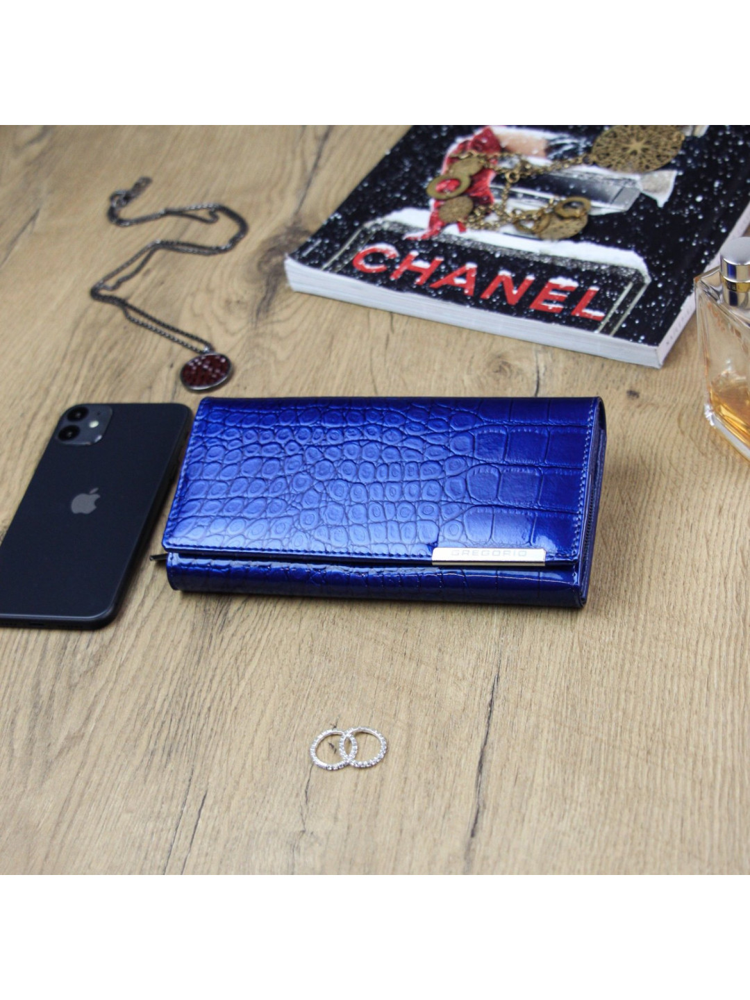 Luxusní velká dámská kožená peněženka Somra modrá