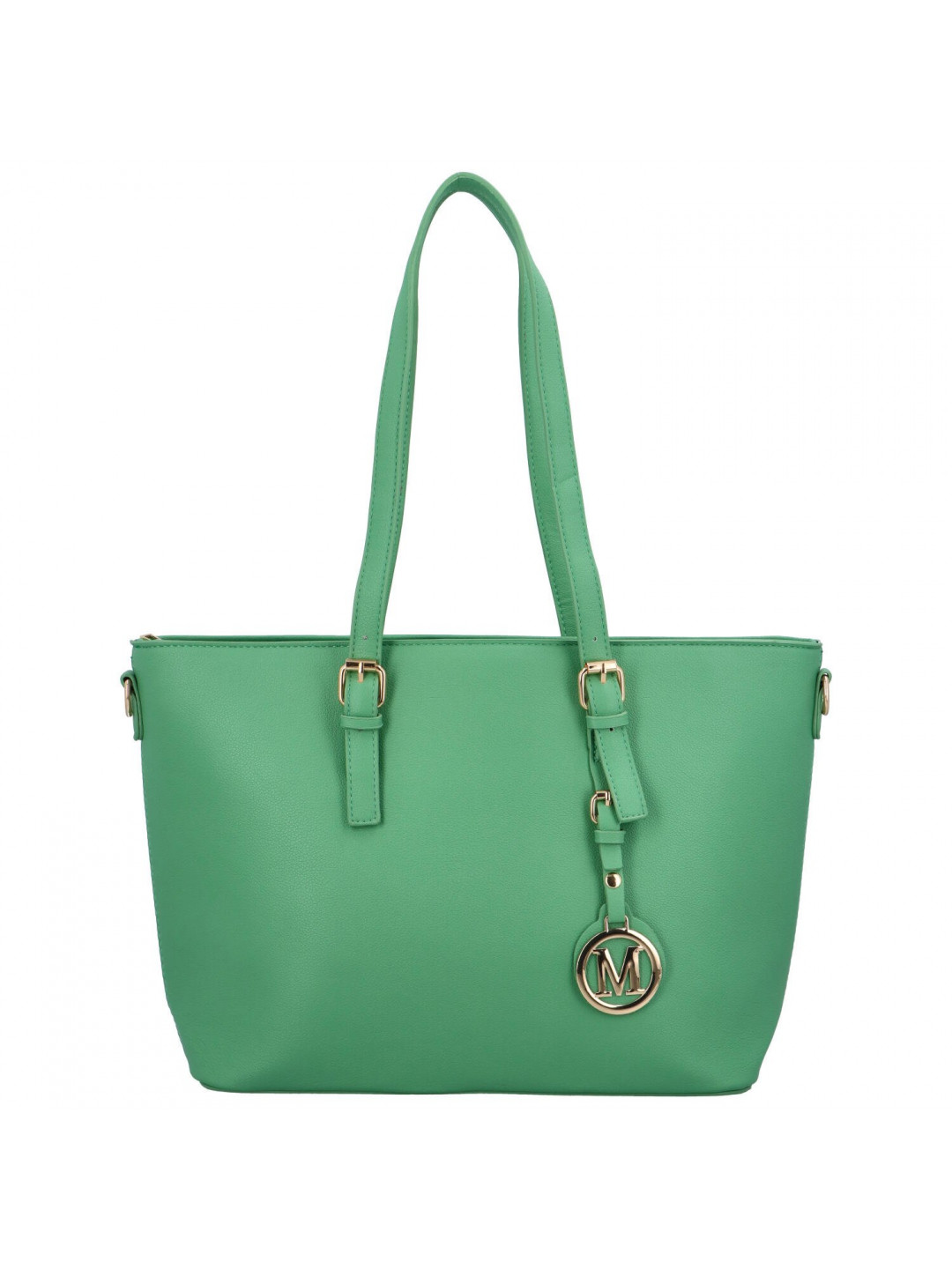 Elegantní větší dámská koženková kabelka Thetis zelená