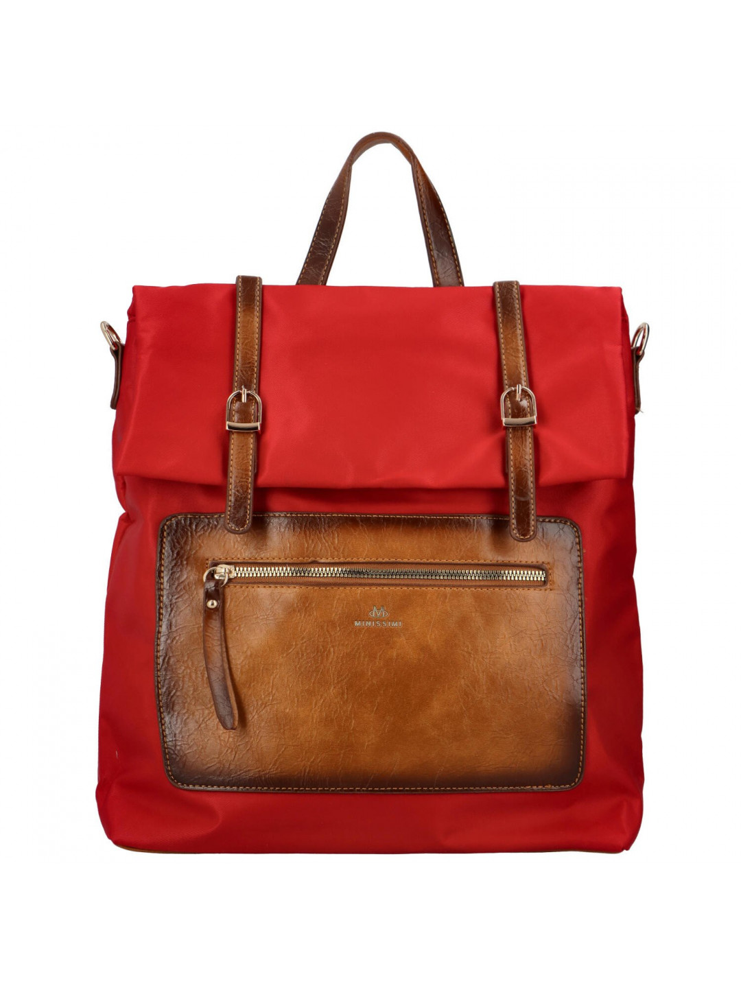 Městský dámský látkový batoh s kapsou na přední straně Kata červený