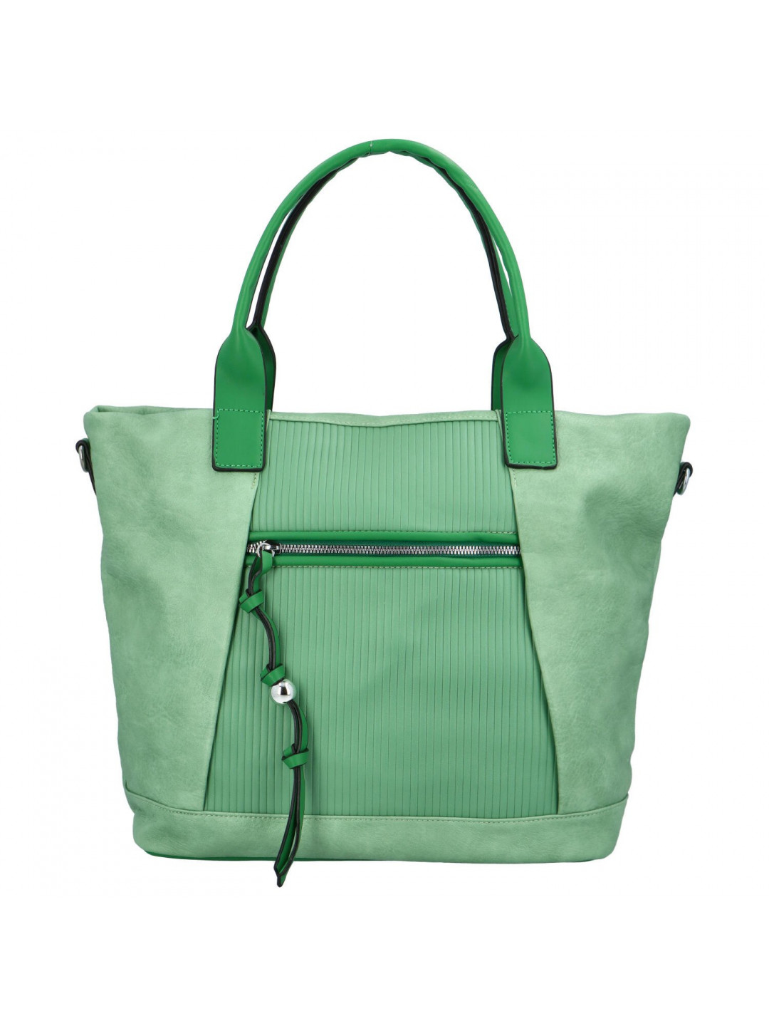 Koženková dámská kabelka se svislými proužky Nancy zelená