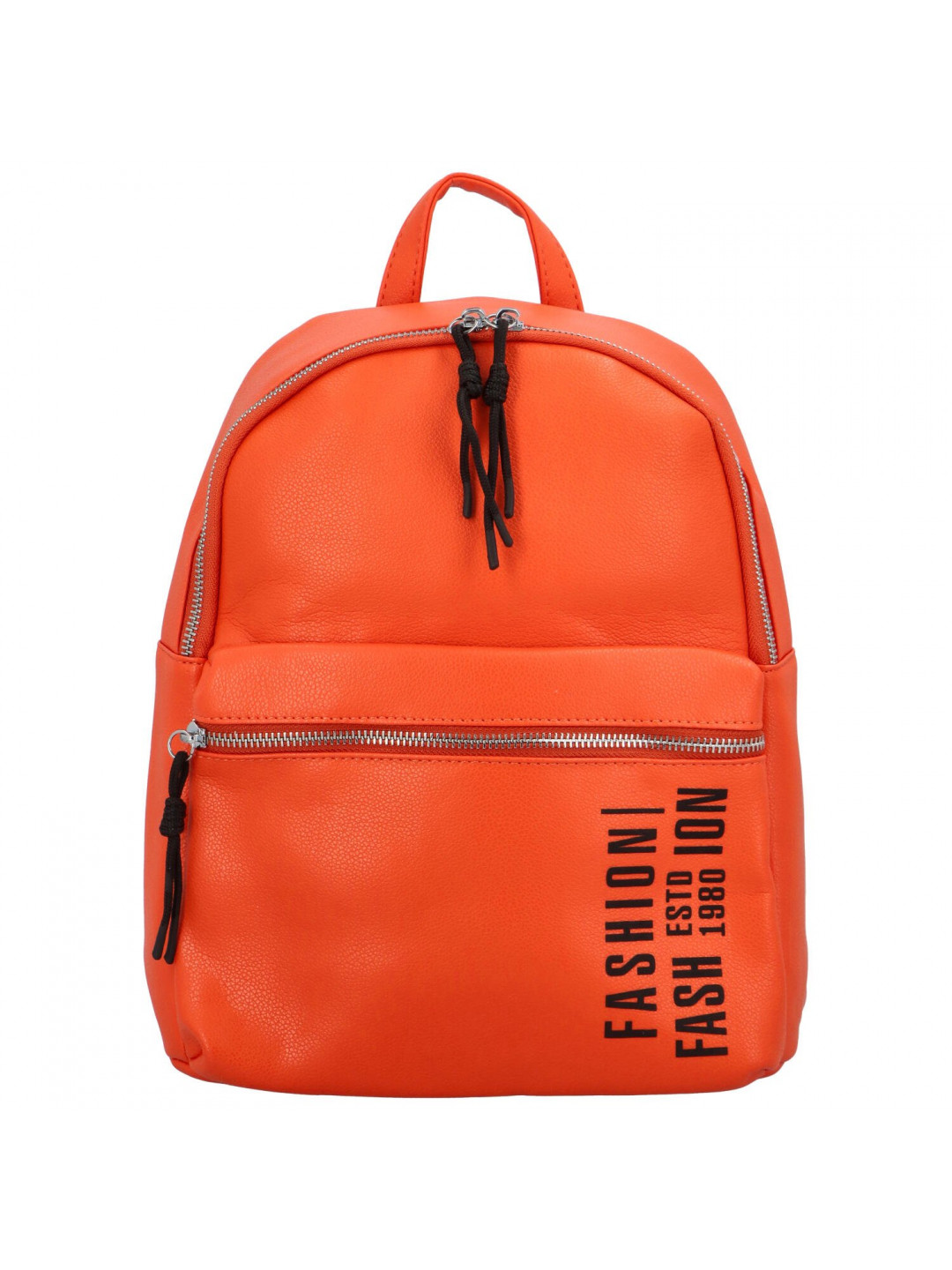 Trendový dámský koženkový batoh s potiskem Lia oranžový