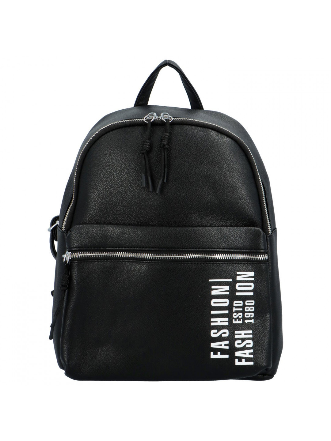 Trendový dámský koženkový batoh s potiskem Lia černý