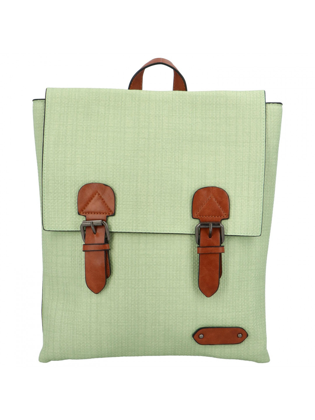 Trendový dámský koženkový batoh Nava světle zelený