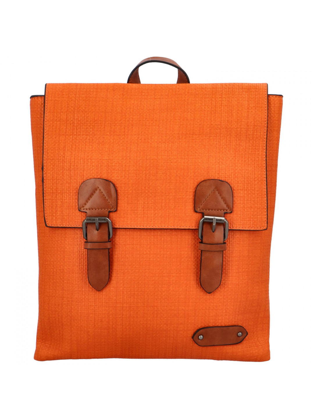 Trendový dámský koženkový batoh Nava oranžový