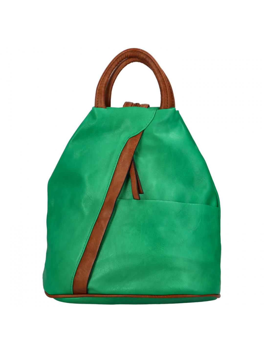 Dámský koženkový batůžek s asymetrickými kapsami Novala zelená
