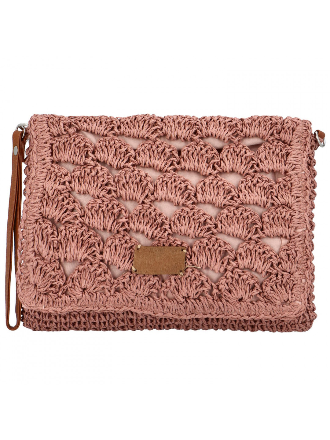 Měkká kabelka do ruky s pleteným vzorem Vivalo růžová
