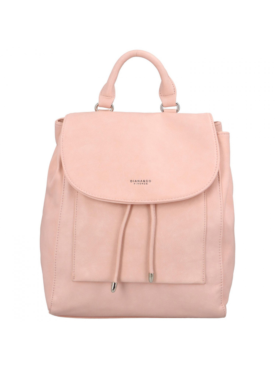 Městský dámský koženkový batoh s přední kapsou Ovida růžová