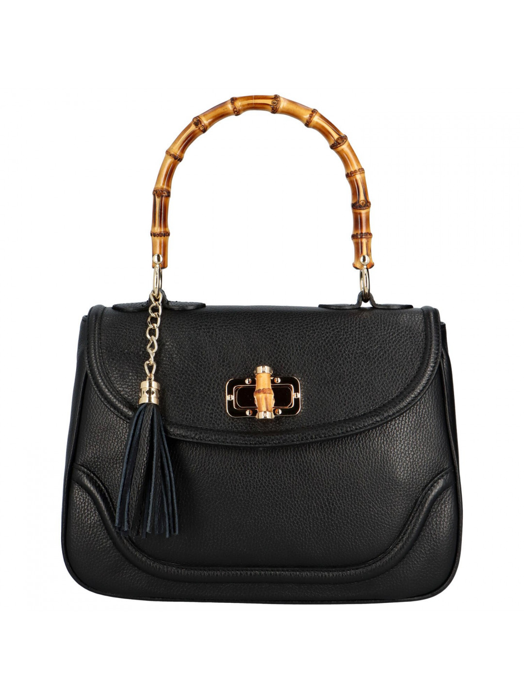 Luxusní dámská kožená kabelka Elenne černá