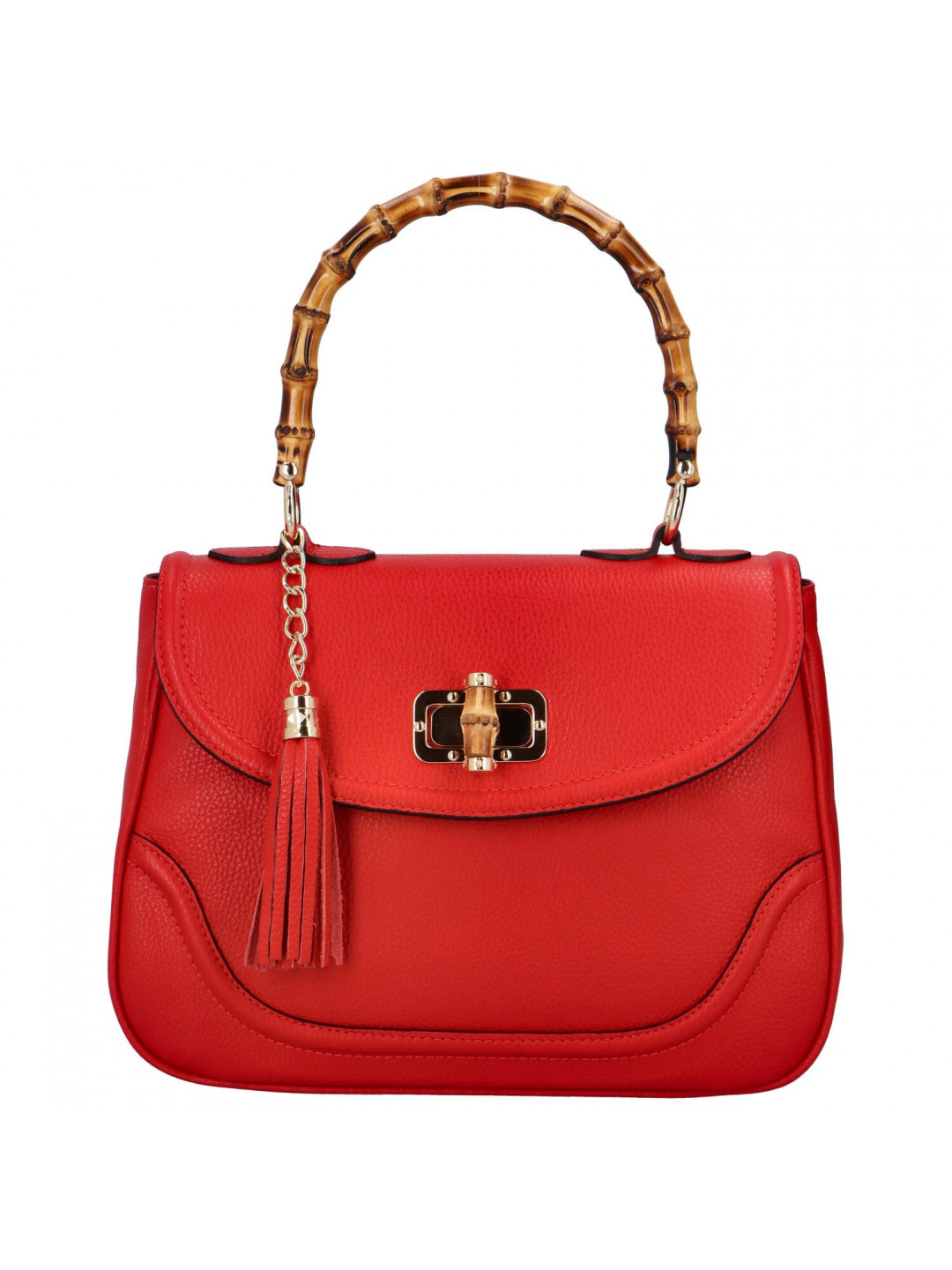 Luxusní dámská kožená kabelka Elenne červená