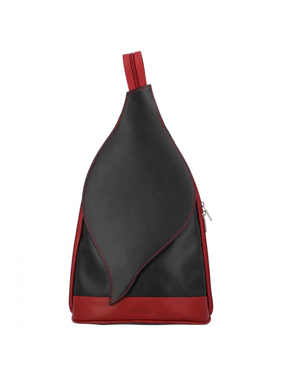 Zajímavý dámský kožený batůžek Emma černá – červená