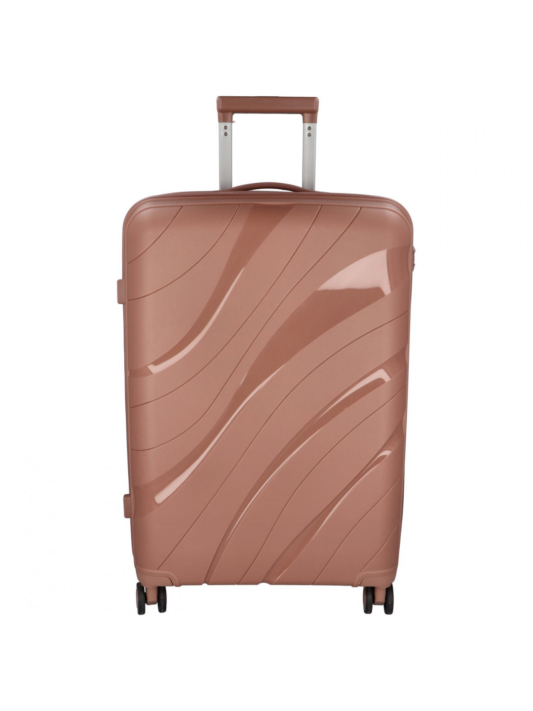 Cestovní plastový kufr Voyex velikosti S růžová zlatá