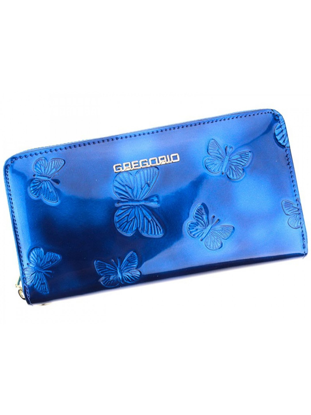 Dámská luxusní kožená lakovaná peněženka Gregorio Santall modrá