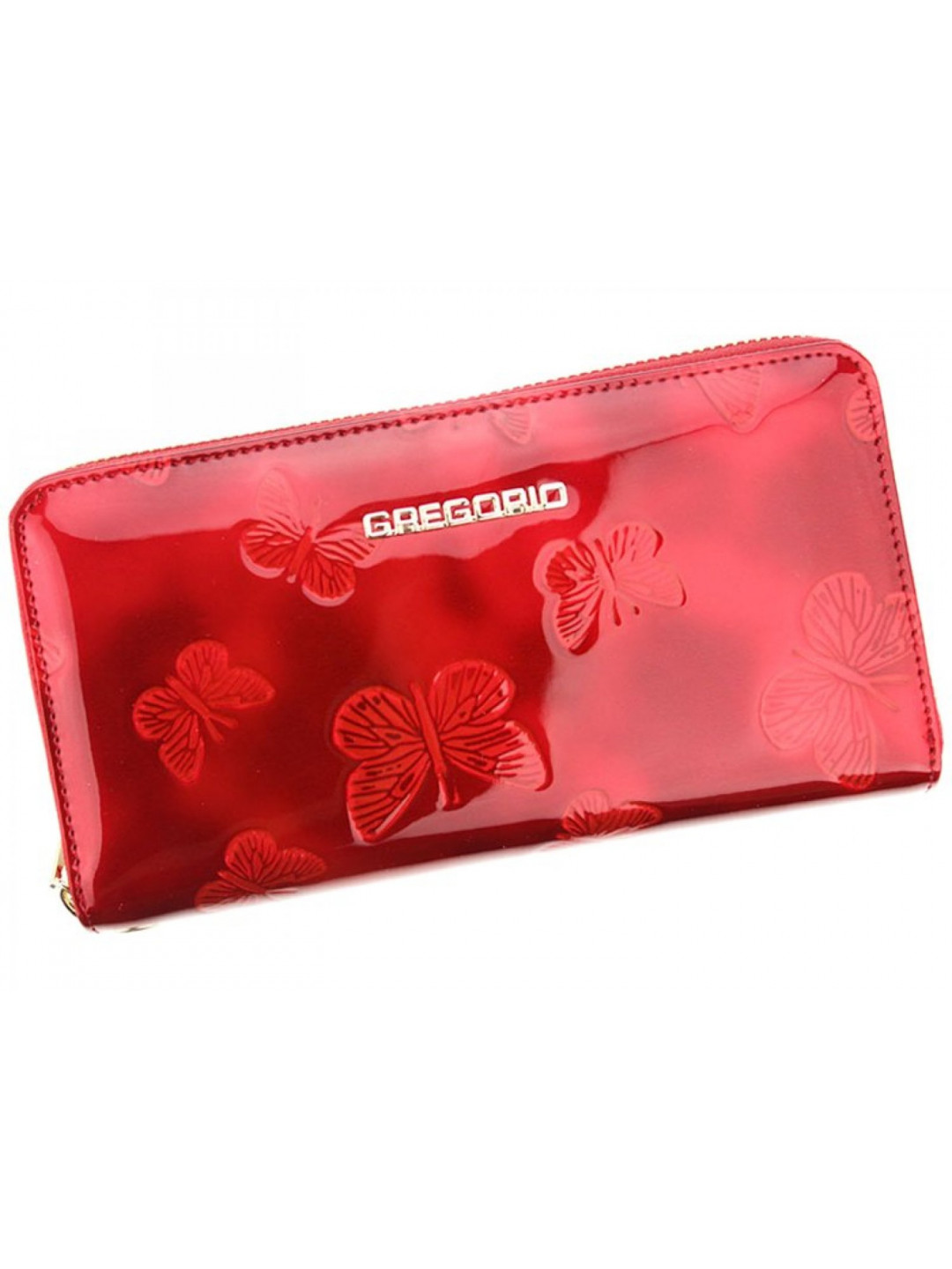 Dámská luxusní kožená lakovaná peněženka Gregorio Santall červená