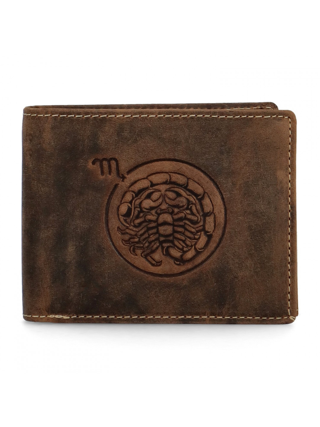 Pánská kožená peněženka Zvěrokruh Štír – Daimon hnědá
