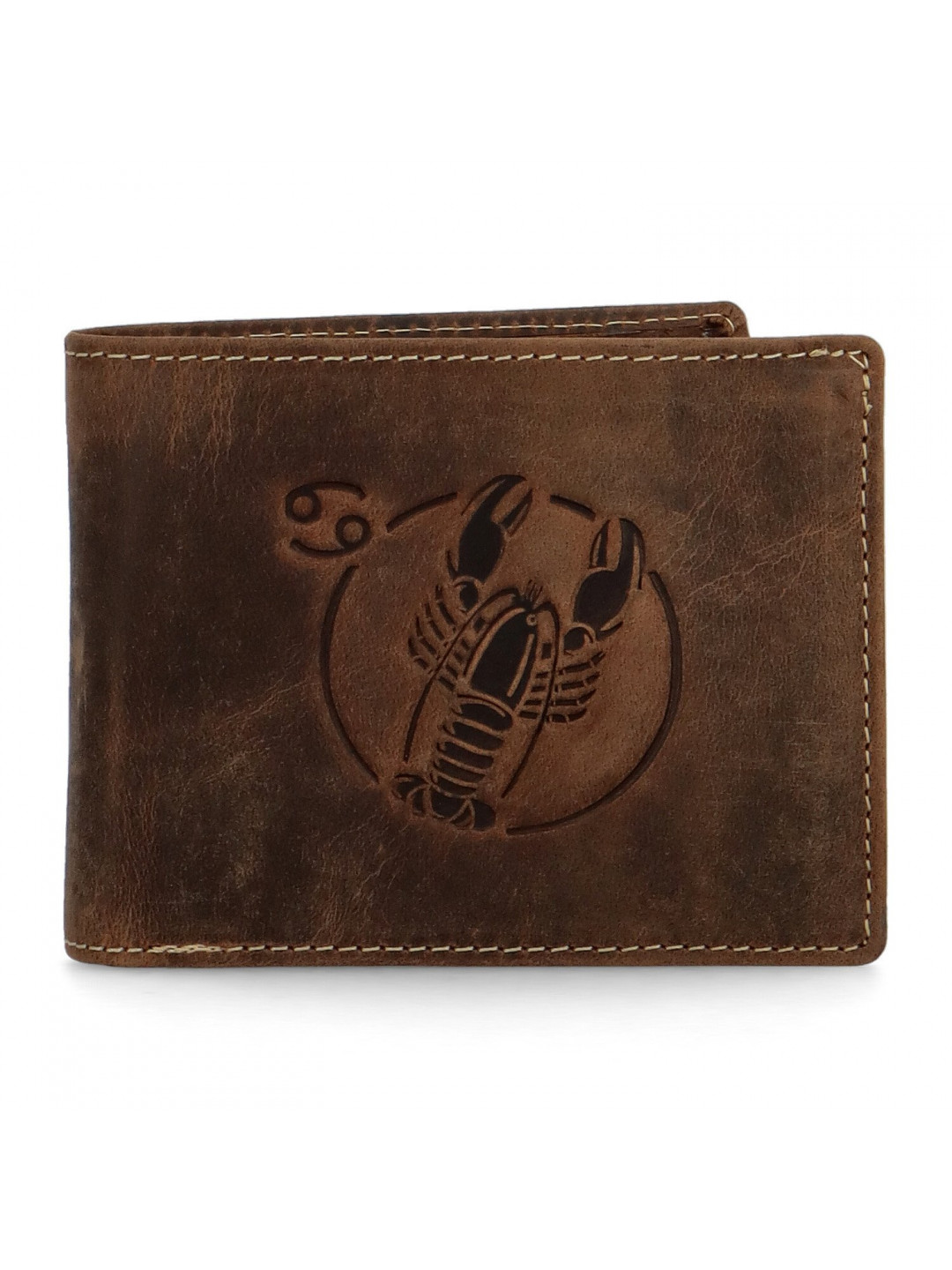 Pánská kožená peněženka Zvěrokruh Rak – Daimon hnědá