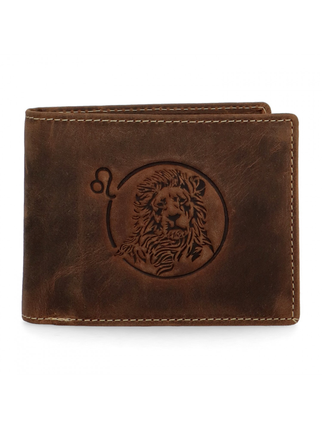 Pánská kožená peněženka Zvěrokruh Lev – Daimon hnědá