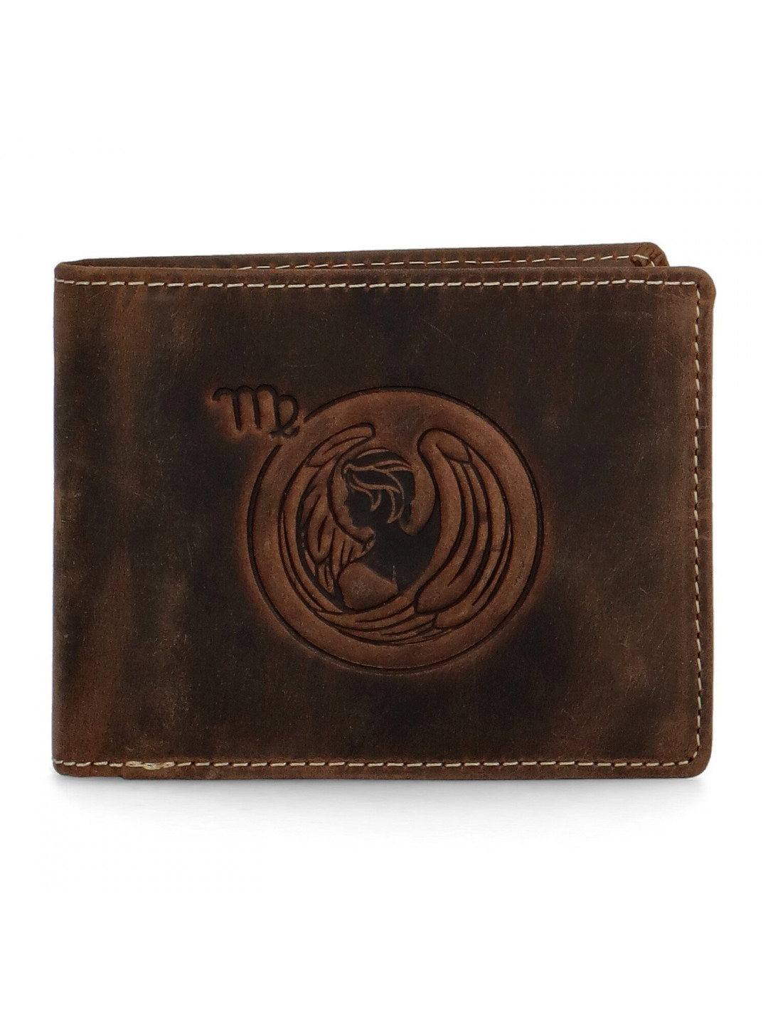 Pánská kožená peněženka Zvěrokruh Panna – Daimon hnědá