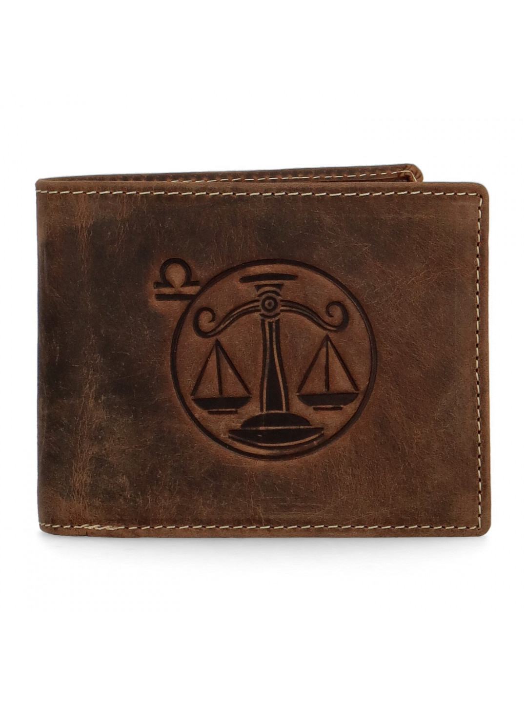 Pánská kožená peněženka Zvěrokruh Váhy – Daimon hnědá
