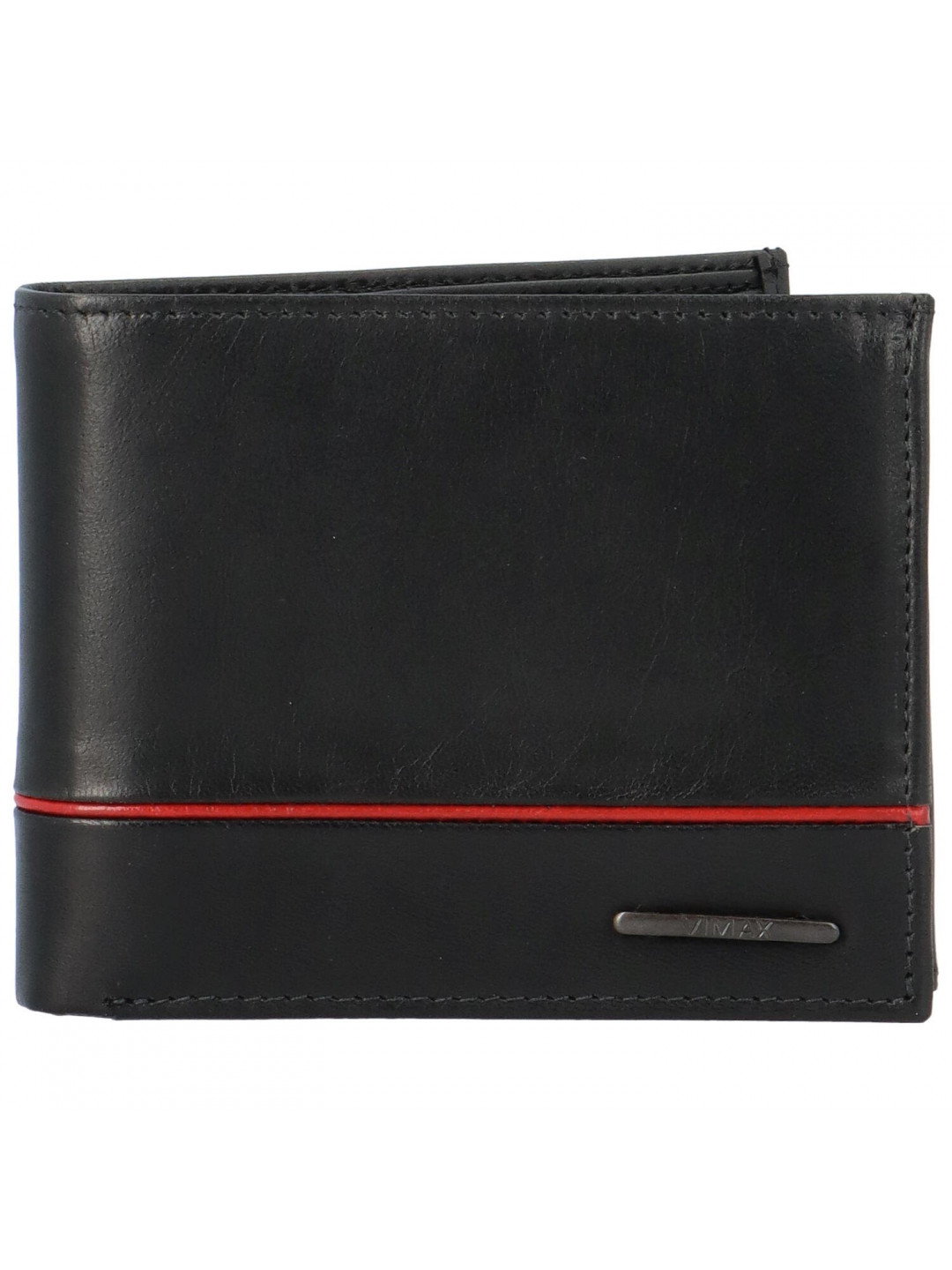 Pánská kožená peněženka na šířku Vimax Weron černo červená