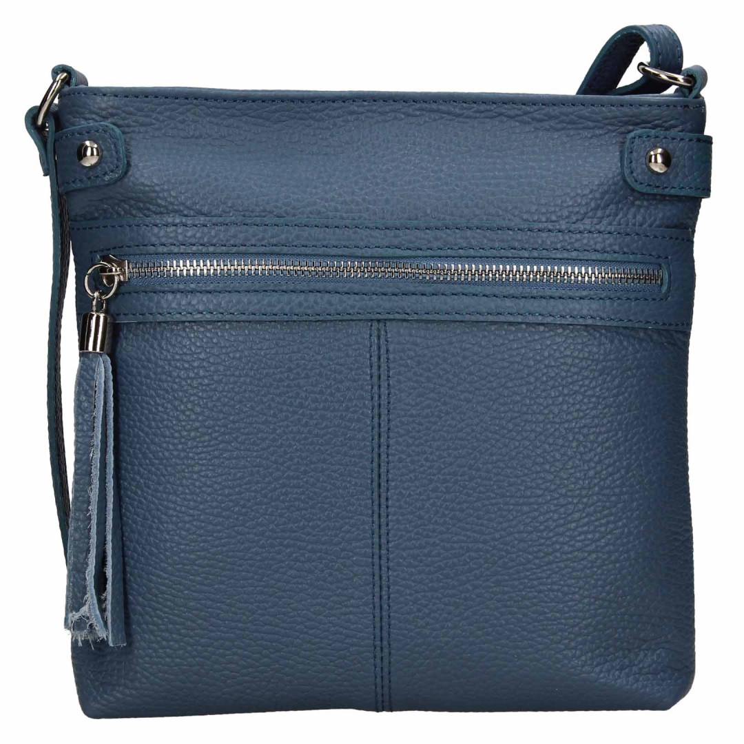 Dámská kožená crossbody kabelka Italia Laura přírodní kůže modrá