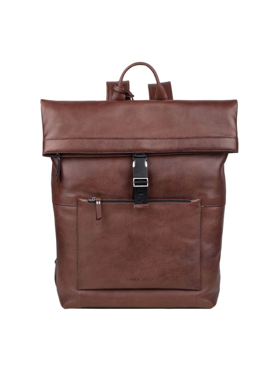 Trendy kožený batoh Burkely Rolltop přírodní kůže hnědá