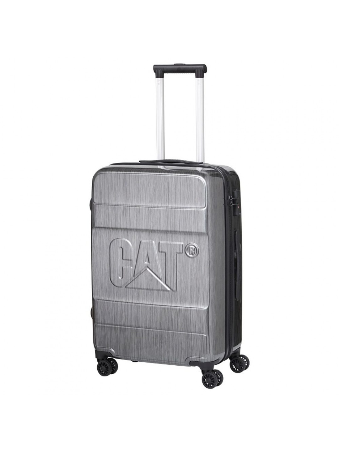 Caterpillar Skořepinový cestovní kufr Cat Cargo M 74 l stříbrný