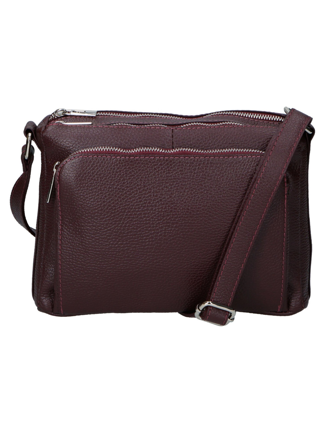 Dámská kožená crossbody kabelka vínová - Delami Vera Pelle Bandit