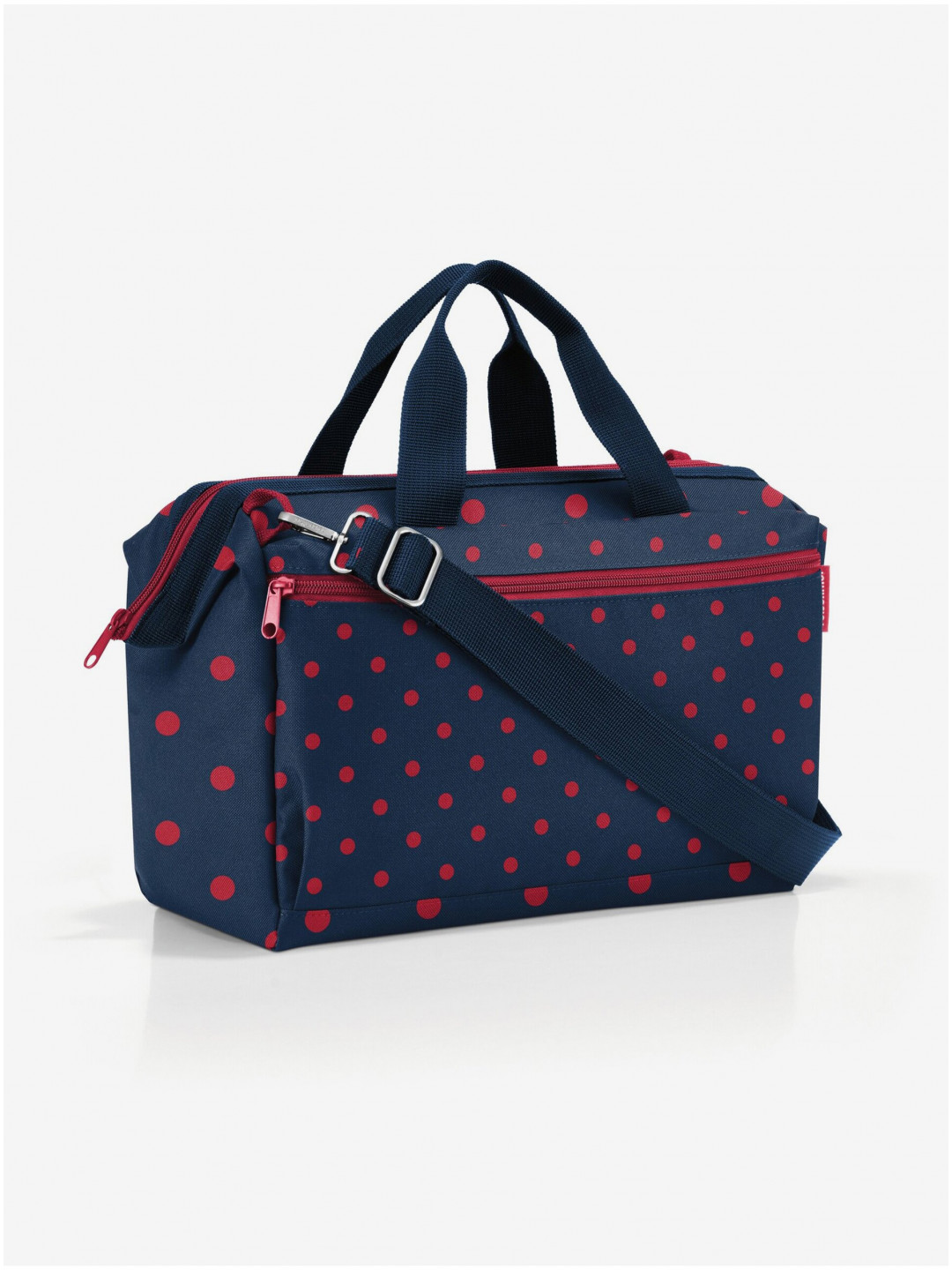 Tmavě modrá puntíkovaná cestovní taška Reisenthel Allrounder S Pocket Mixed Dots Red