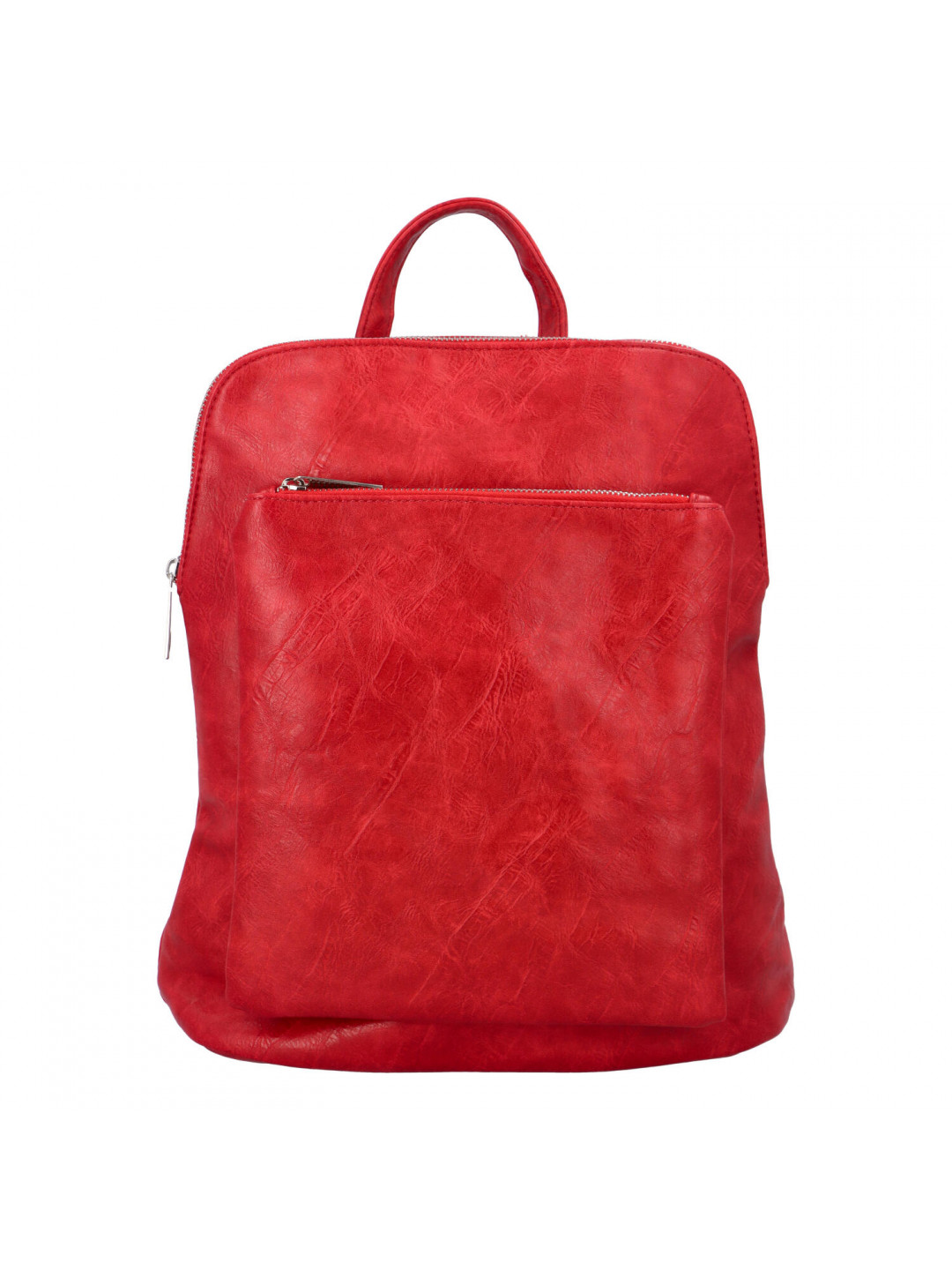 Prostorný koženkový batoh Karolin červená