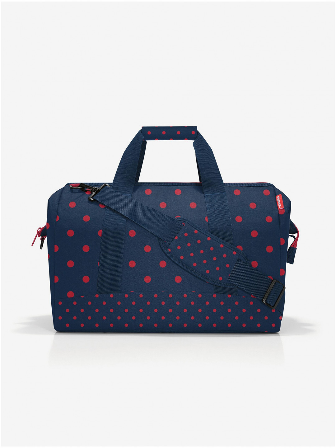 Tmavě modrá dámská puntíkovaná cestovní taška Reisenthel Allrounder L Mixed Dots Red