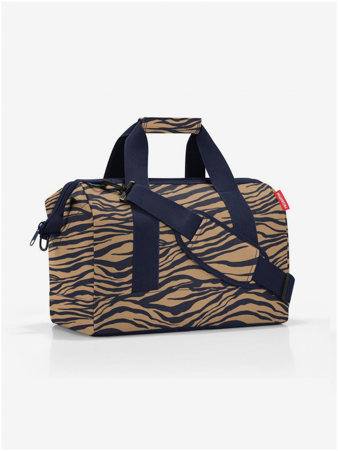 Modro-hnědá dámská cestovní taška se zvířecím vzorem Reisenthel Allrounder M Sumatra