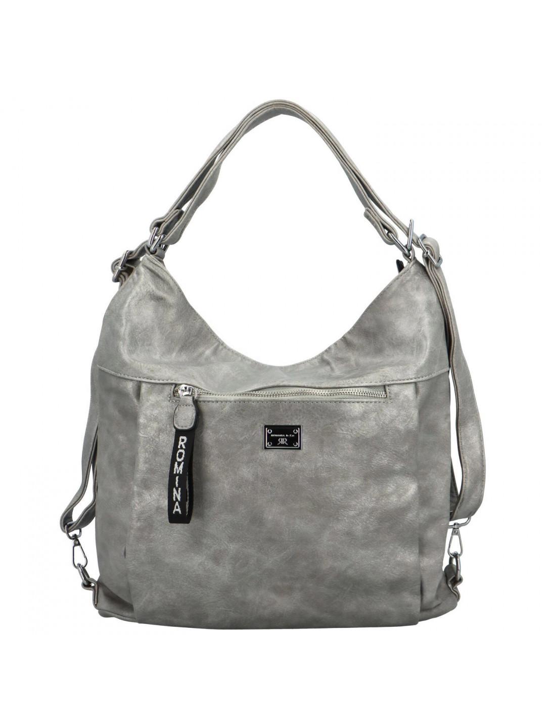 Stylový dámský koženkový kabelko-batoh Stafania stříbrný