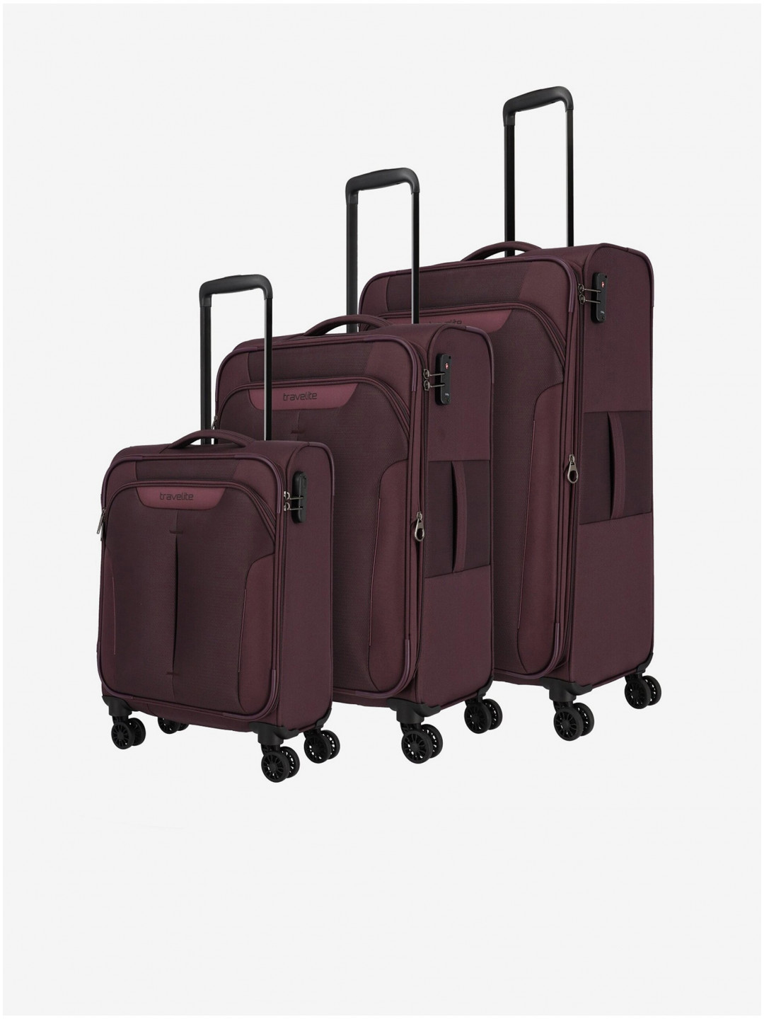 Sada tří cestovních kufrů ve fialové barvě Travelite Croatia S M L