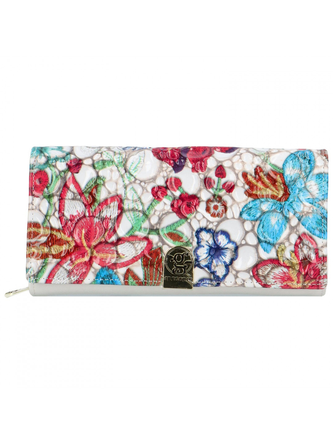 Dámská kožená peněženka bílá květinová – Gregorio Avrillin