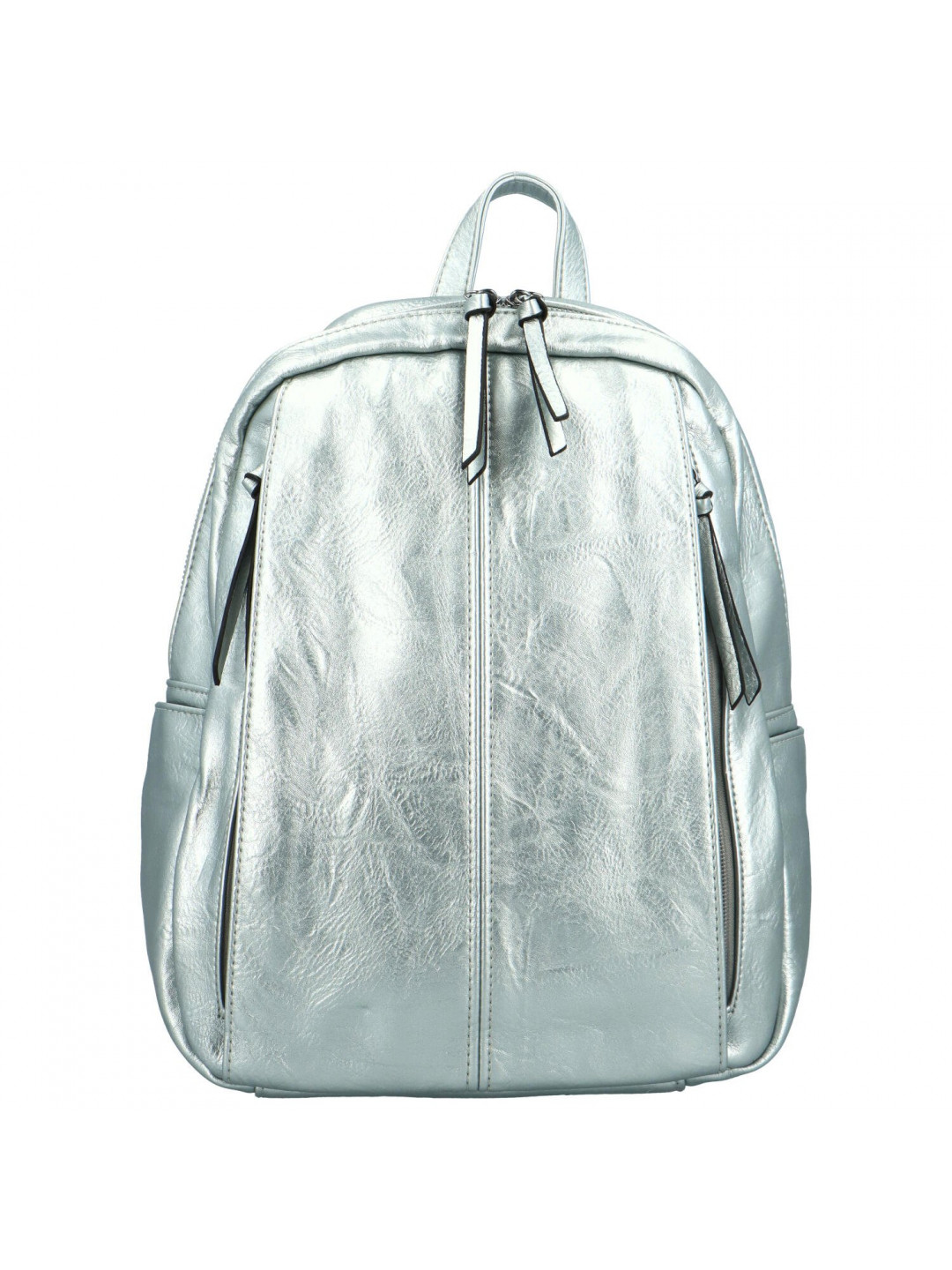 Stylový dámský koženkový kabelko batoh Cedra stříbrný