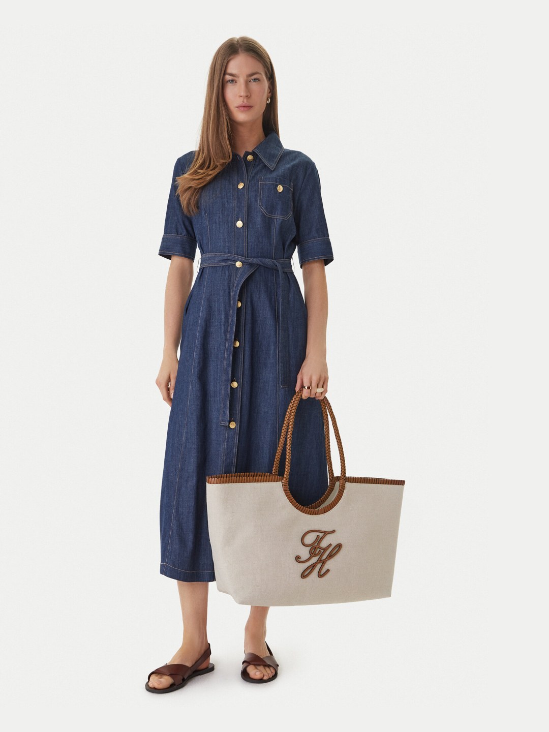 Kabelka Tommy Hilfiger Th Elev Summ Maxi Tote Canvas AW0AW18629 Béžová