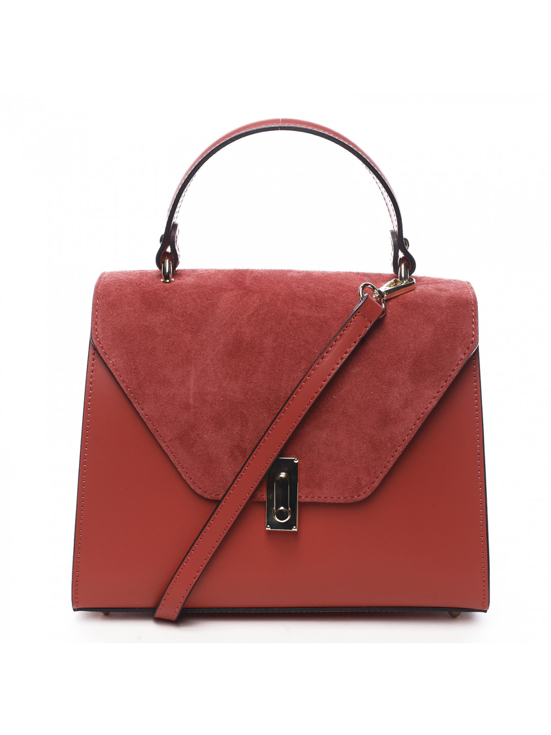 Dámská kožená kabelka do ruky červená – Delami Valeria