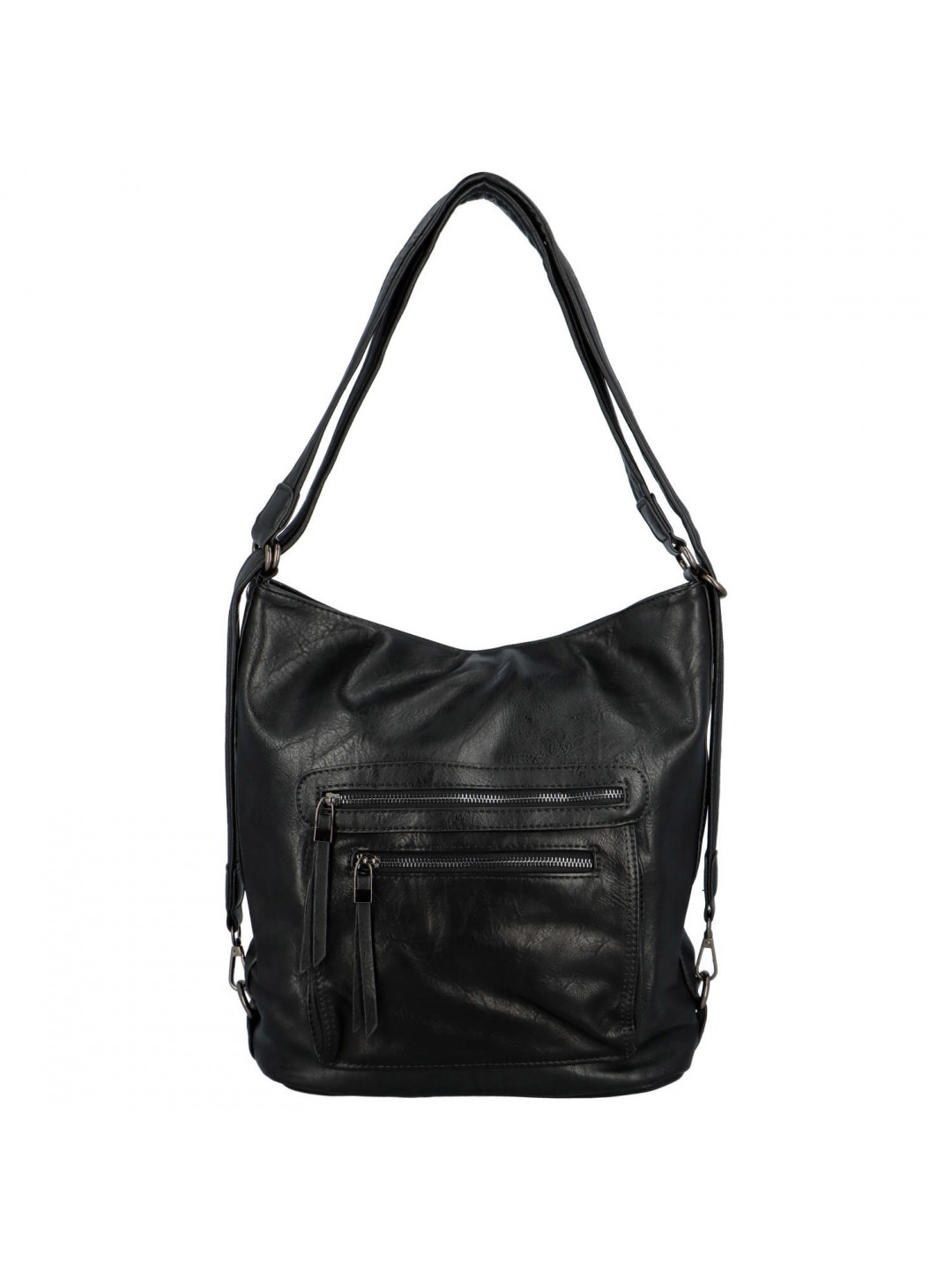 Dámská praktická koženková kabelka batoh Frankie černo-černá