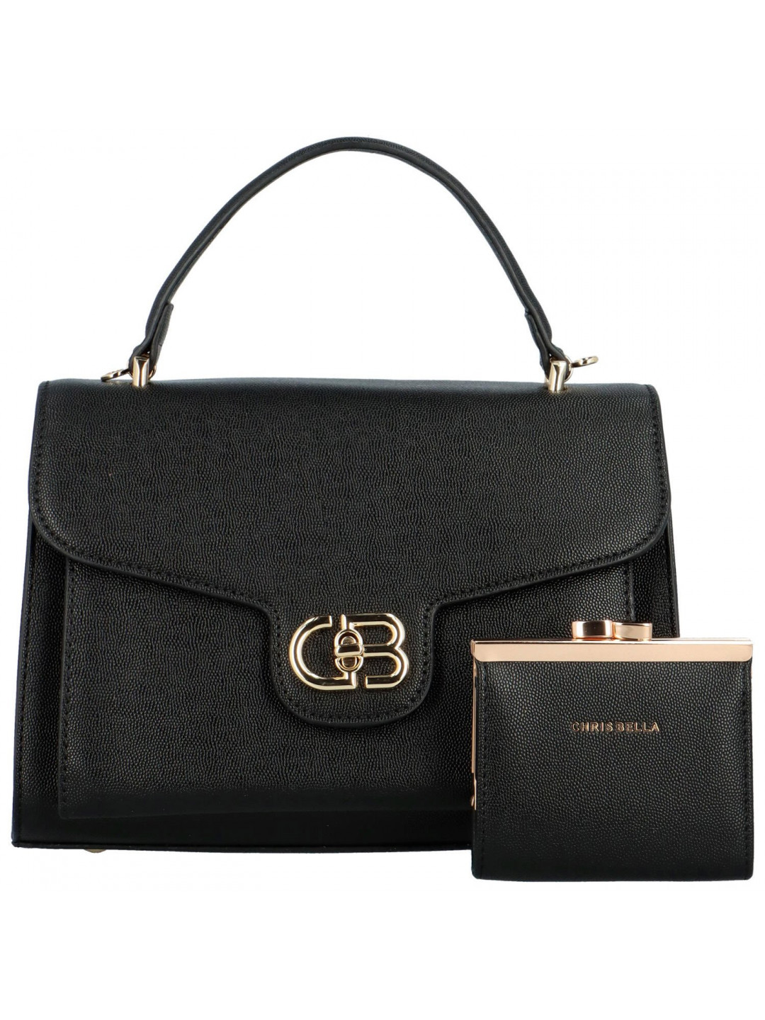 Set krásné dámské kabelky do ruky s peněženkou Scalitta černá