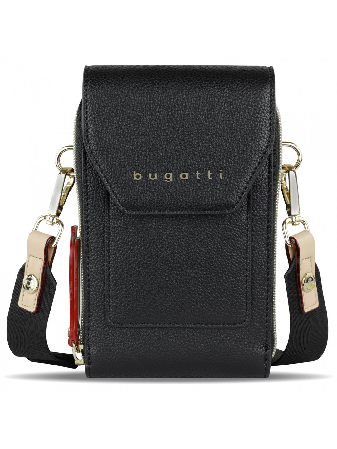 Dámská kožená kabelka na telefon a doklady Bugatti Aldea – černá